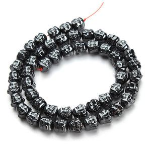 1strand/lot New Hot Sale 7x8mm Natural Black Hematite Stone Double Buddha