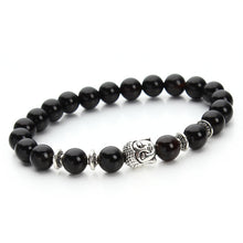 Famous Brand Natural Agates and Black Lava Beads Bracelet Men Antique Gold/Silver