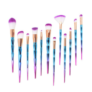 12Pcs Diamond Shaped Makeup Brush Set+Big Fish Tail