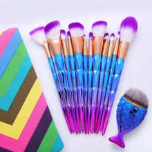 12Pcs Diamond Shaped Makeup Brush Set+Big Fish Tail