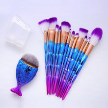 12Pcs Diamond Shaped Makeup Brush Set+Big Fish Tail