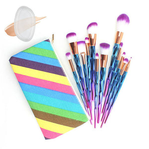 12Pcs Diamond Shaped Makeup Brush Set+Big Fish Tail