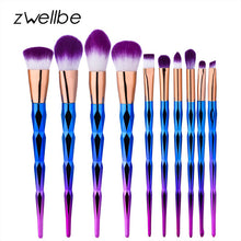 zwellbe 10Pcs Diamond Makeup Brush Set Powder