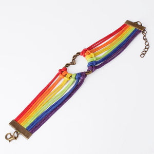 Rainbow Flag Pride LGBT Charm Heart Braided Bracelet Gay Lesbian Love Bracelets