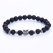 Volcanic Bracelet Owl Bracelet Silver Bracelet Lava Stone Bead Bracelets