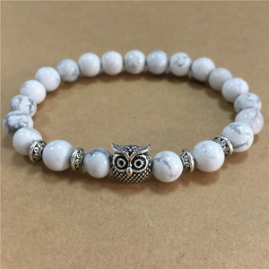 Volcanic Bracelet Owl Bracelet Silver Bracelet Lava Stone Bead Bracelets