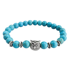 Volcanic Bracelet Owl Bracelet Silver Bracelet Lava Stone Bead Bracelets