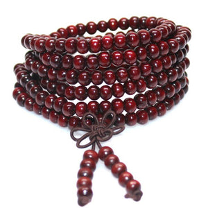 FAMSHIN 6mm Natural Sandalwood Buddhist Buddha Meditation 108 beads Wood Prayer